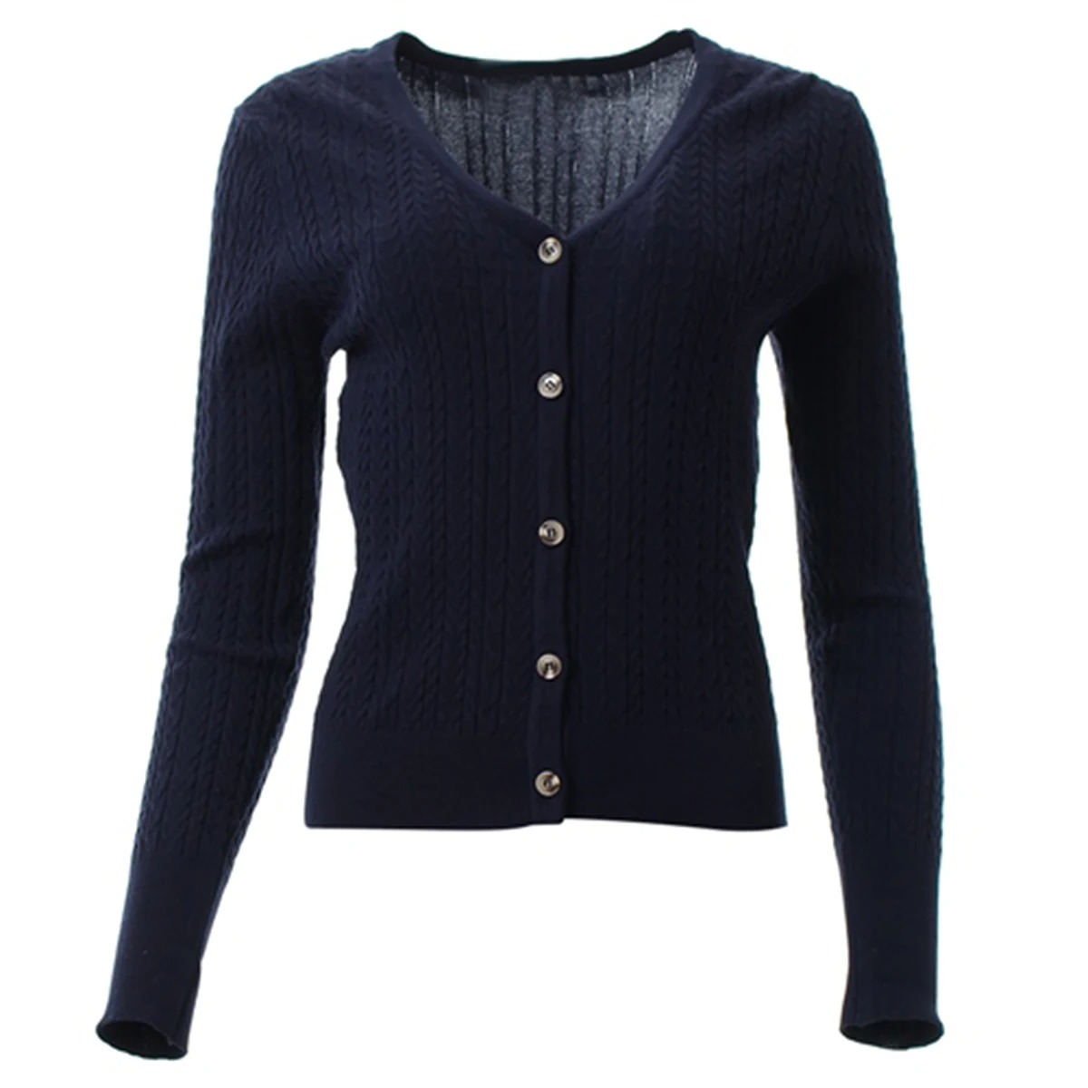 Ribbed Knit Sweater - Maglione cardigan in maglia elasticizzata con