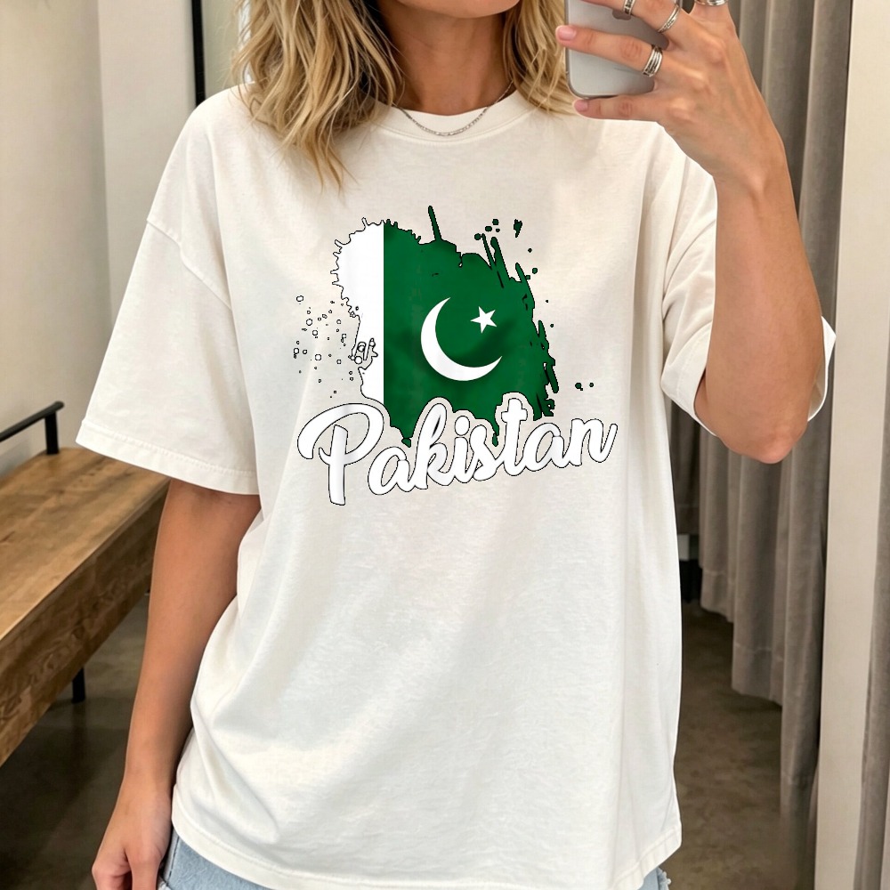 Women Fashion Pakistan - T-Shirt con Stampa della Bandiera del