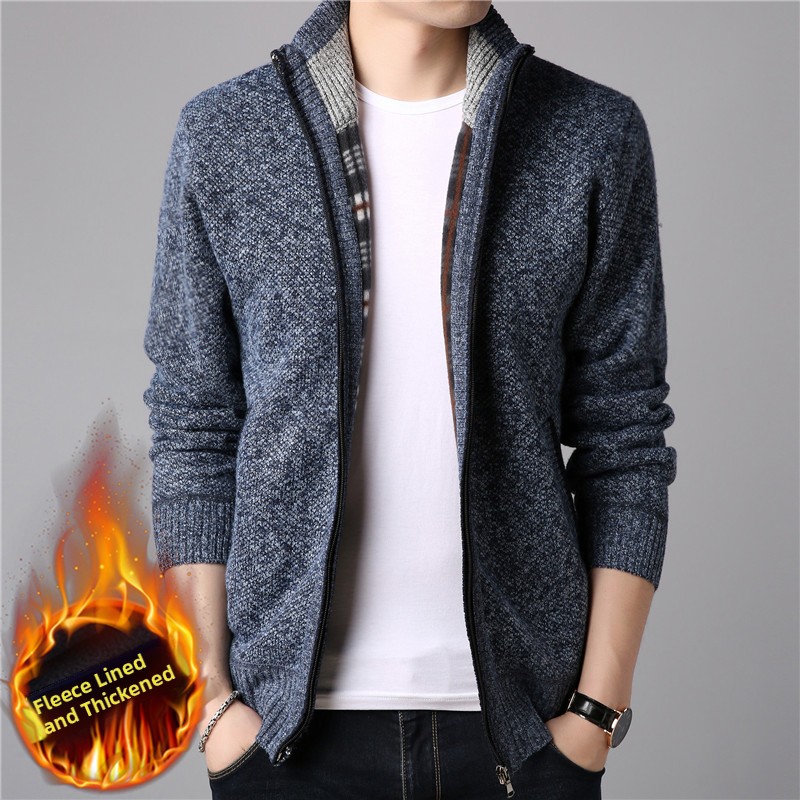 Ribbed Knit Sweater - Cardigan Invernale da Uomo a Maniche