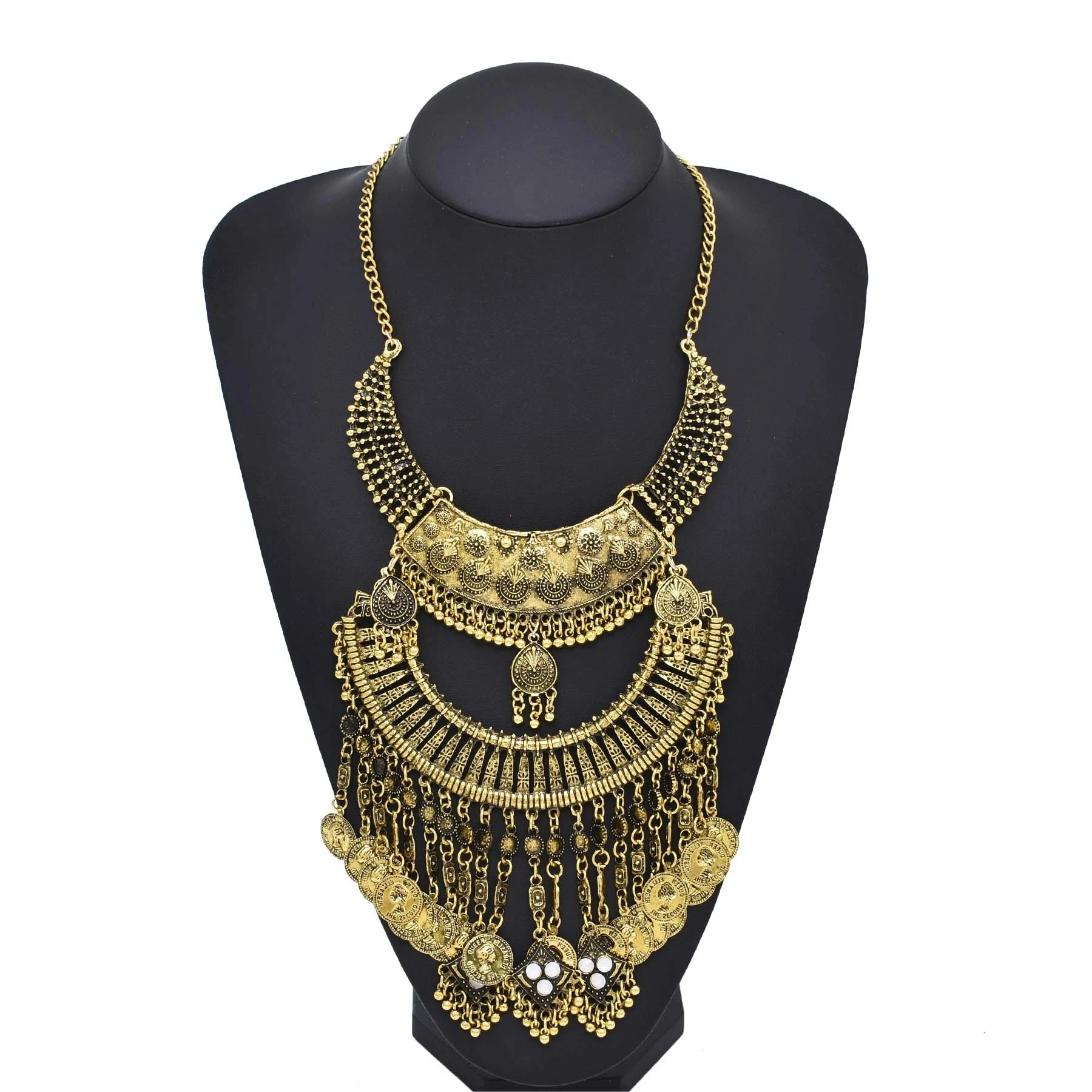 Women Fashion Pakistan - Collana con bavaglino con monete afghane