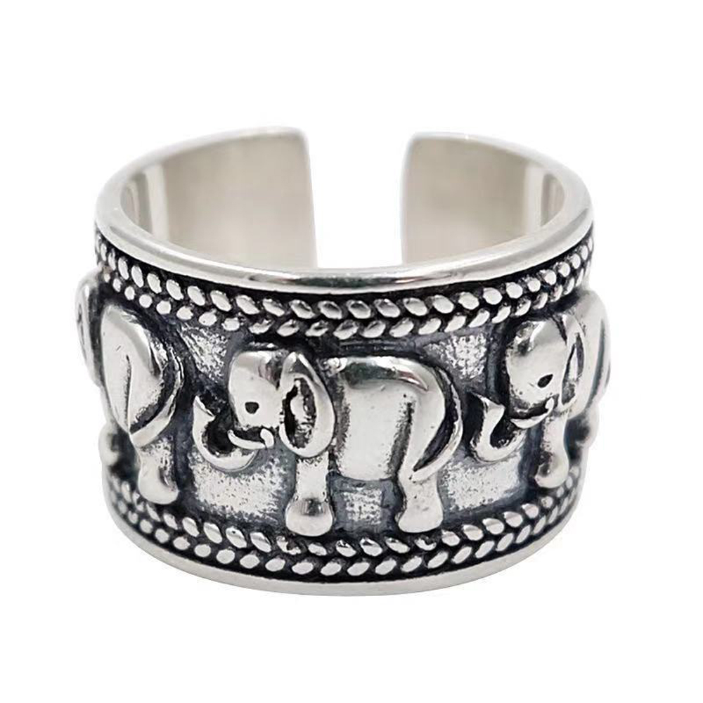 Women Fashion Pakistan - Anello con motivo a elefante argentato