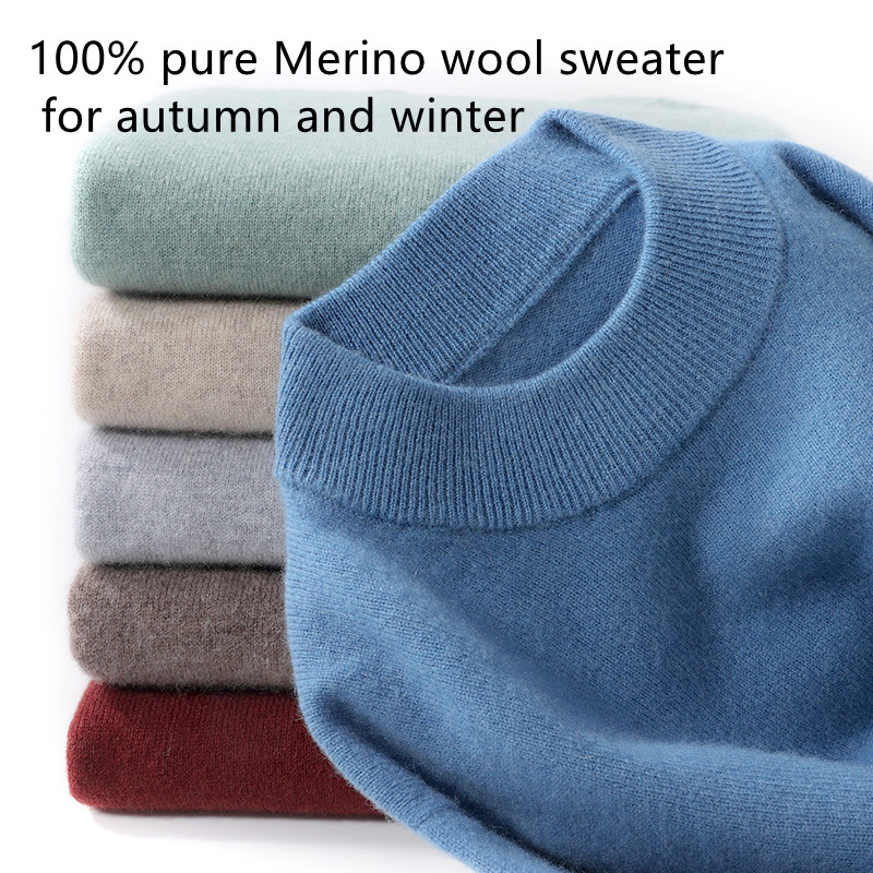 Ribbed Knit Sweater - 100% pura lana merino da uomo