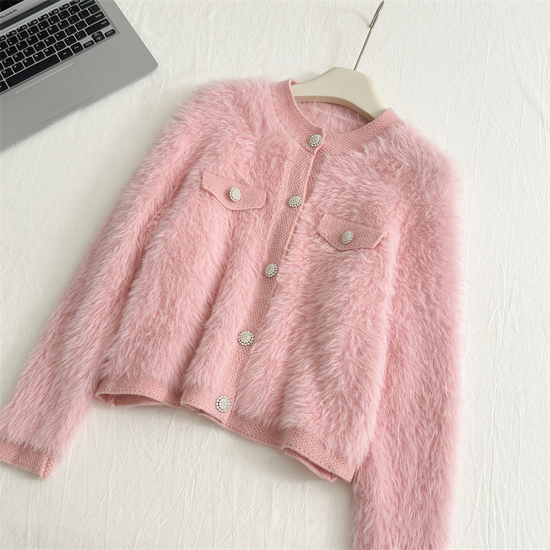 Xl Women'S Fashion - Mohair Jacquard Maglia Sweate Cardigan Donna