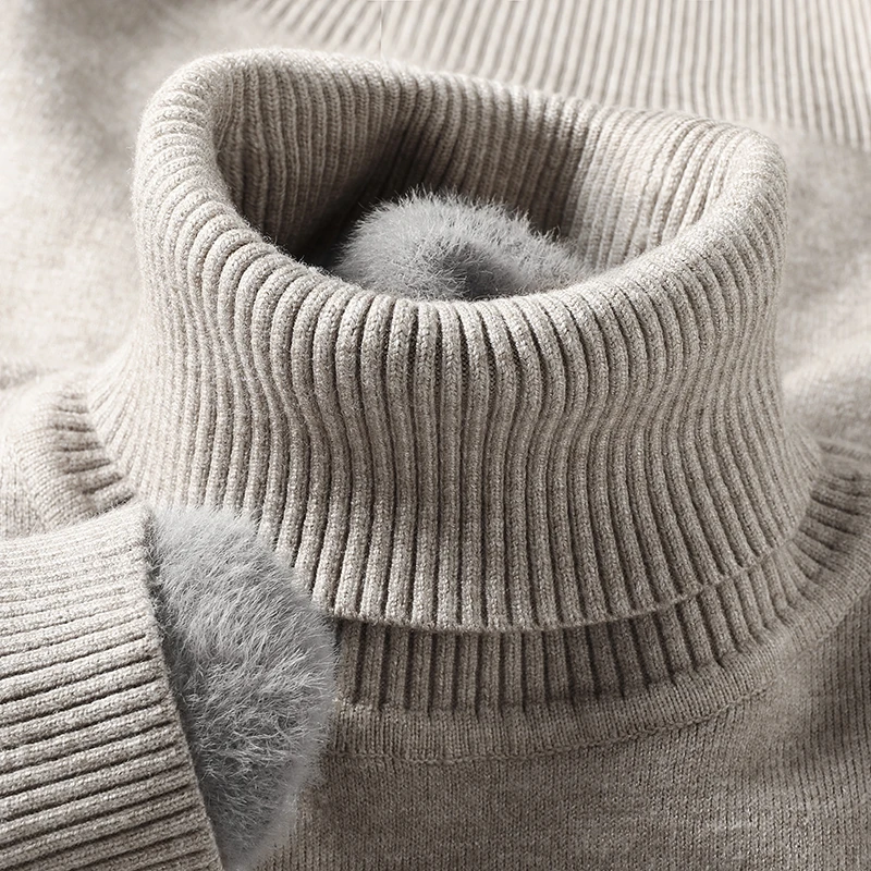 Ribbed Knit Sweater - Sweatwear Uomo Anti-pilling Maglione dolcevita lavorato