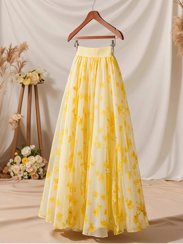 Gonna a trapezio gialla a vita - A-Line Skirt Midi recensione e prezzo