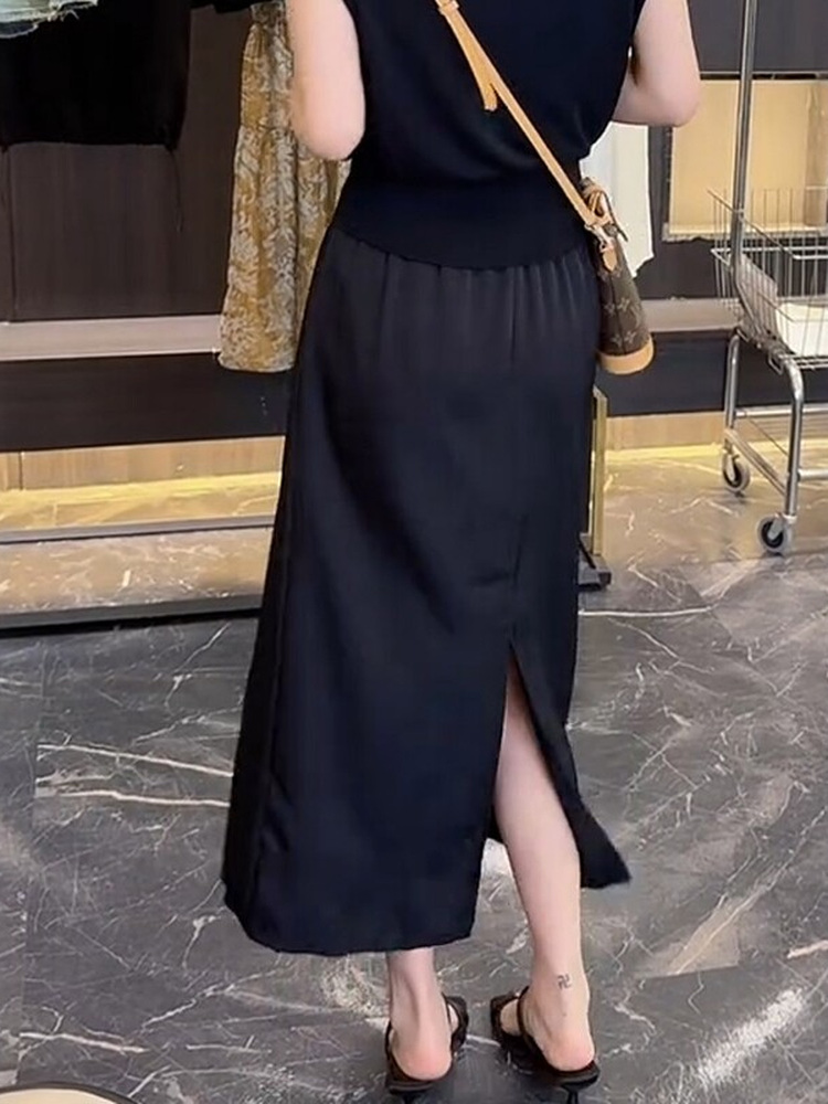 Gonna midi a trapezio in raso  - A-Line Skirt Midi recensione e prezzo